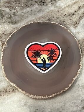 $5/10 Stickers- Sunset Heart Sticker, Couple Silhouette, Island Beach Scene
